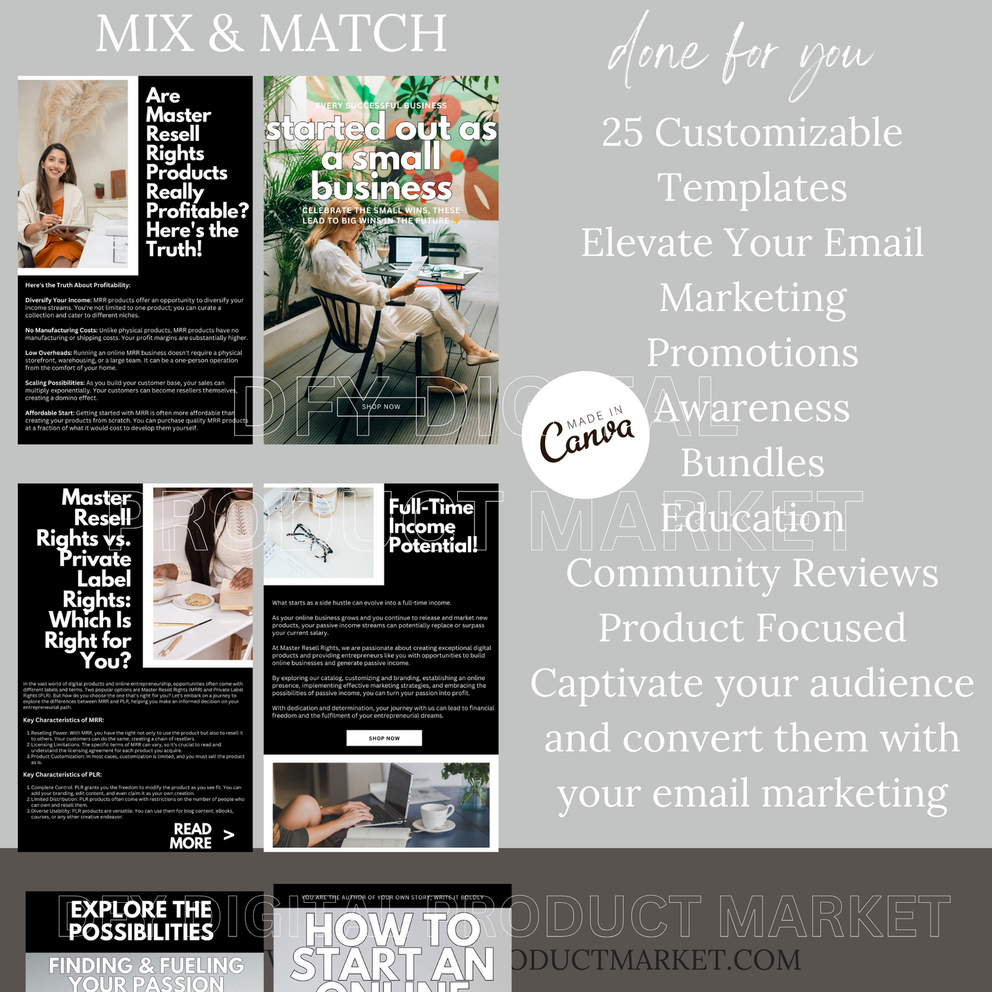 Master Resell Rights 25  Email Marketing Campaigns PLR MRR - Canva Templates